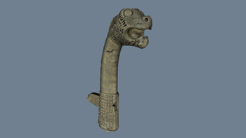 3D model of a wooden carved snake head