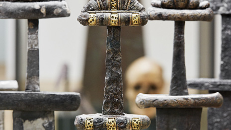 Close-up of Viking swords
