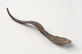 Spoons were used both for cooking and eating. Forks were not used for eating in the Middle Ages; they became common as late as &amp;#160;the 1700s in Norway. This spoon is shaped like a snake.&amp;#160; Horn spoon, Old Town in Oslo, Norway. 1100s.