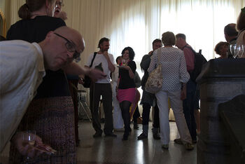 Crowd ,Curtain ,Event ,Fashion design ,Conversation.