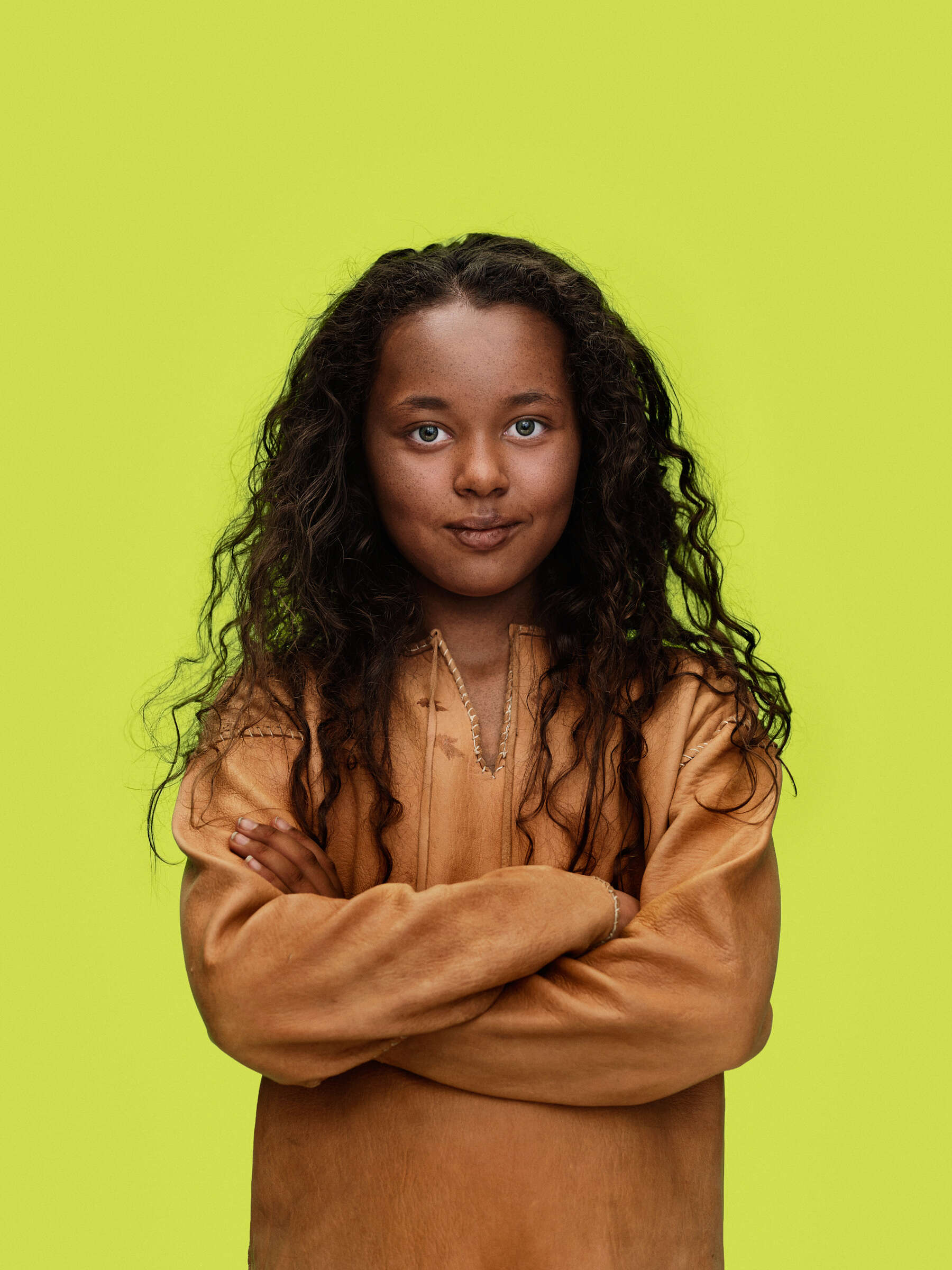 Image may contain: Yellow, Beauty, Black hair, Long hair, Happiness.