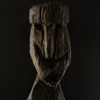 On this wooden figure, we see that one eye is more pronounced than the other; could it be a representation of Odin? Odin is the most powerful god in Norse mythology. Together with his two brothers, he created the world and mankind. He is the god of war, sorcery, and wisdom, and he sacrificed one of his eyes for this wisdom.&amp;#160; View in a large format .