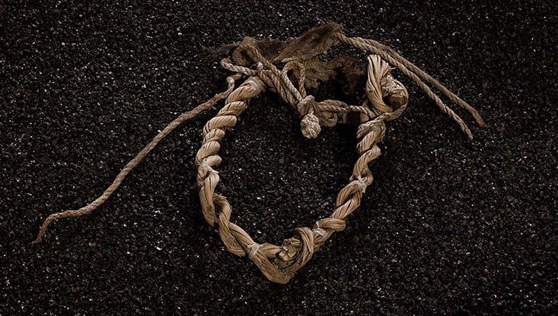 This collar, which is made of cordage, may be a sign that the dog was used for hunting. C63772.