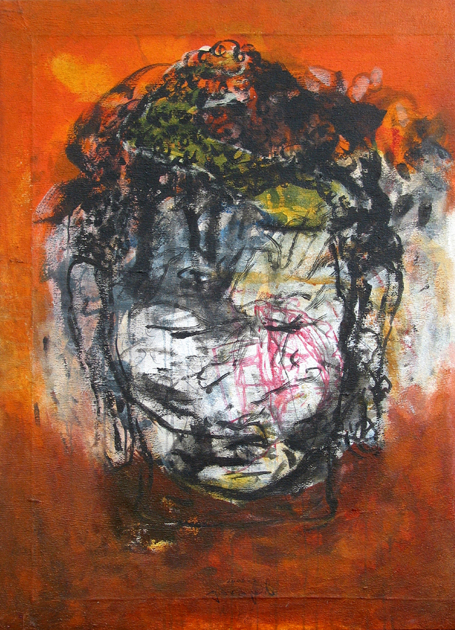 Bildet kan inneholde: oransje, kunst, maling, visuell kunst, moderne kunst.