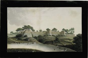 Gantz: Kingherrycottah ved Bangalore i Mysore. (Kat.nr. 4421) Akvarell og gouache på papir. Indremål: 19 x 31,5. Ytremål: 24,5 x 37.