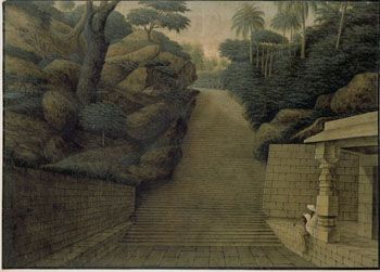 Anker, 1804: En uthugget trappeoppgang. (Kat.nr. 4457) Akvarell, blekk og gouache på papir. Indremål: 36,2 x 50,6.
