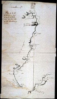 F. Schmetterling: Kart over kysten av Madagascar. (Kat.nr. 4537-09) Mål bilde: 63,5 x 36,3. Ytre mål: 63,5 x 36,3. Påskrift: Plan de la cote de Madagascar depuit la pointe de le Ré jusqu'a Manhara.