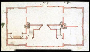 Plantegning av et hus. (Kat.nr. 4537-31) Mål bilde: 12,2 x 22. Ytre mål: 12,2 x 22. Påskrift: No 2