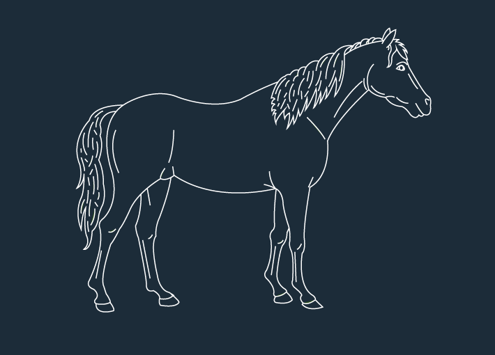 Illustrasjon av en moderne hest