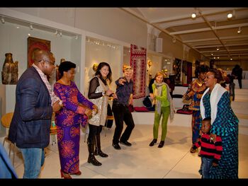 Seminarer, musikk og dans under "Kongo og friheten". Fra venstre ?, Cesarine Cihiluka, Telma Murillo, Dan Ola Karlgård, Kjersti Larsen,&amp;#160;Irene Pombo Muhiya og&amp;#160;Nyenyezi Masheka.