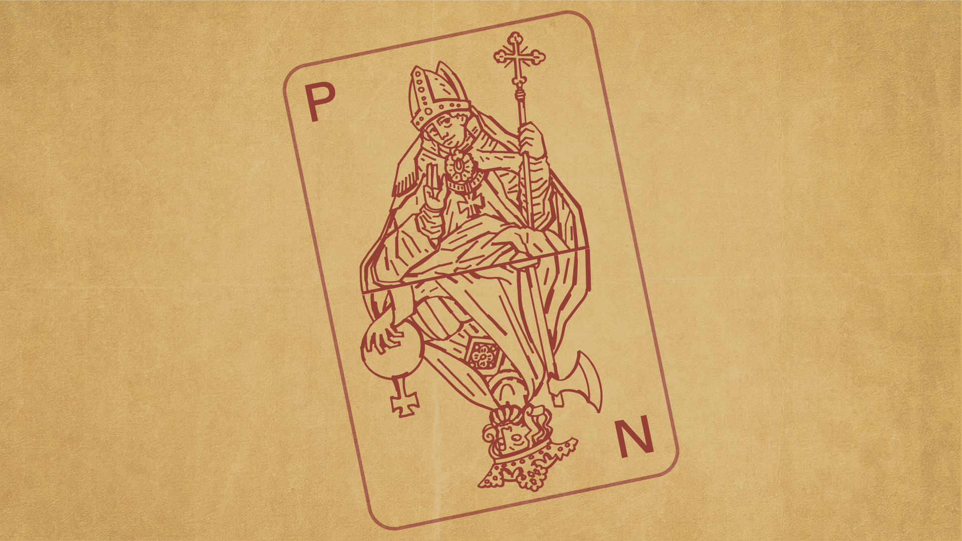 Illustration of a picture card in a deck with the mirroring image of a king.